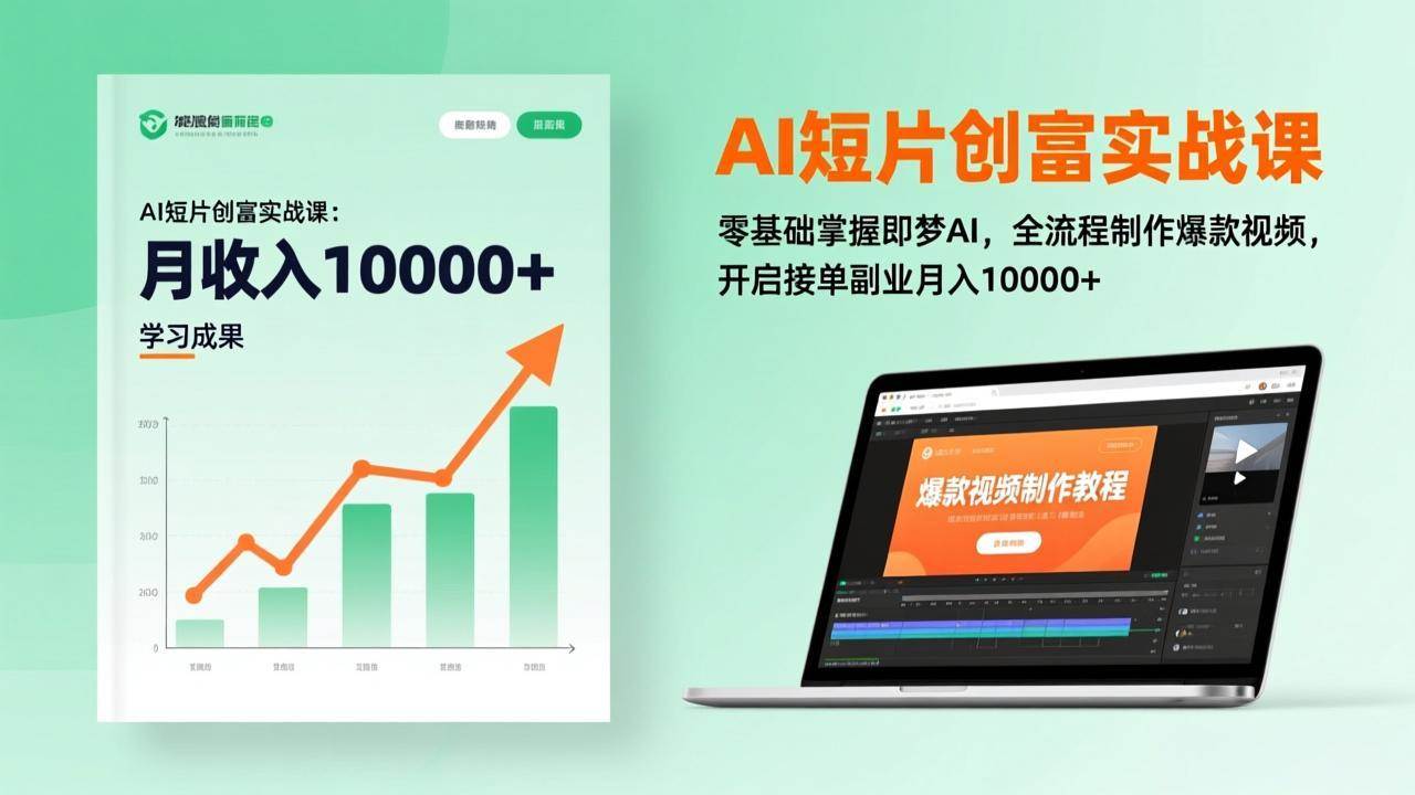 AI短片创富实战课：零基础掌握即梦AI，全流程制作爆款视频，开启接单副业月入10000+(更新)|52搬砖-我爱搬砖网