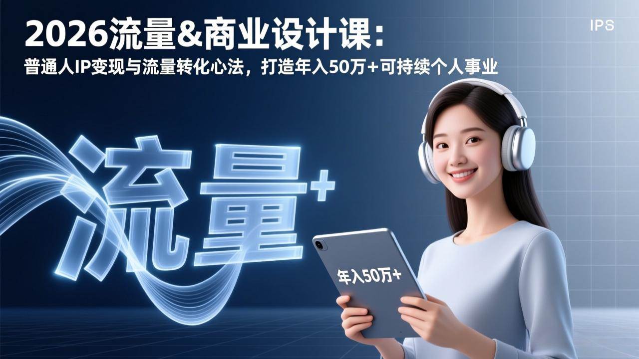 2026流量&商业设计课：普通人IP变现与流量转化心法，打造年入50万+可持续个人事业|52搬砖-我爱搬砖网