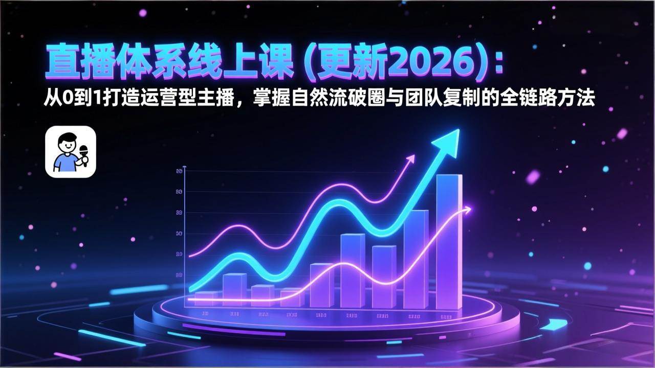 直播体系线上课(更新2026)：从0到1打造运营型主播，掌握自然流破圈与团队复制的全链路方法|52搬砖-我爱搬砖网