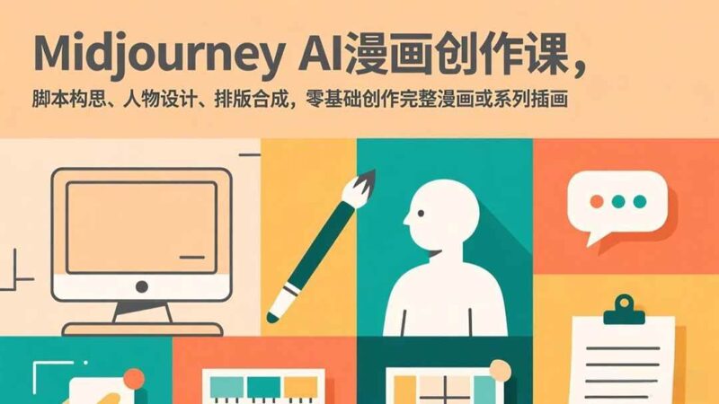 Midjourney AI漫画创作课，脚本构思、人物设计、排版合成，零基础创作完整漫画或系列插画|52搬砖-我爱搬砖网