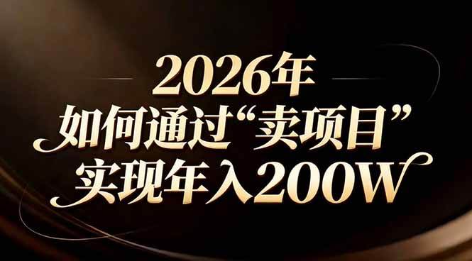 站在2026年的十字路口：一个普通人如何通过卖项目实现年入200万|52搬砖-我爱搬砖网