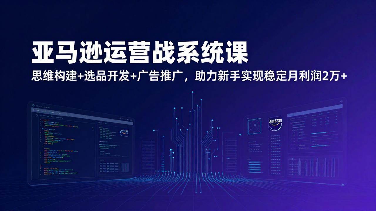 亚马逊运营实战系统课，思维构建+选品开发+广告推广，助力新手实现稳定月利润2万+|52搬砖-我爱搬砖网