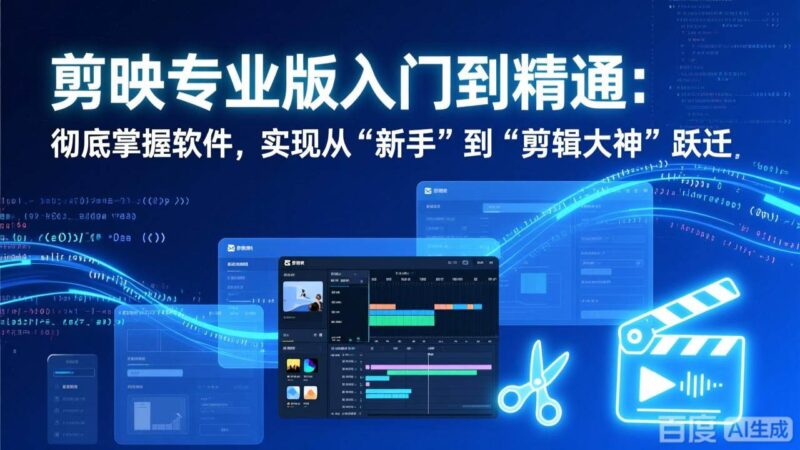 剪映专业版入门到精通：彻底掌握软件，实现从“新手”到“剪辑大神”跃迁|52搬砖-我爱搬砖网