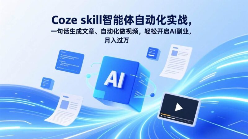 Coze skill智能体自动化实战，一句话生成文章、自动化做视频，轻松开启AI副业，月入过万|52搬砖-我爱搬砖网