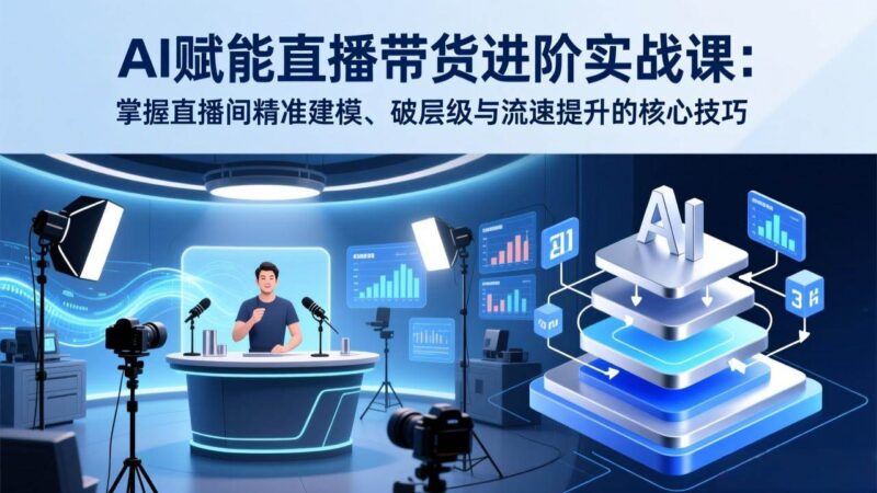 AI赋能直播带货进阶实战课：掌握直播间精准建模、破层级与流速提升的核心技巧|52搬砖-我爱搬砖网