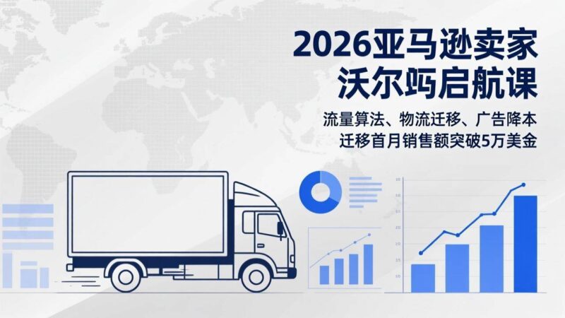 2026亚马逊卖家沃尔玛启航课,流量算法、物流迁移、广告降本,迁移首月销售额突破5万美金|52搬砖-我爱搬砖网