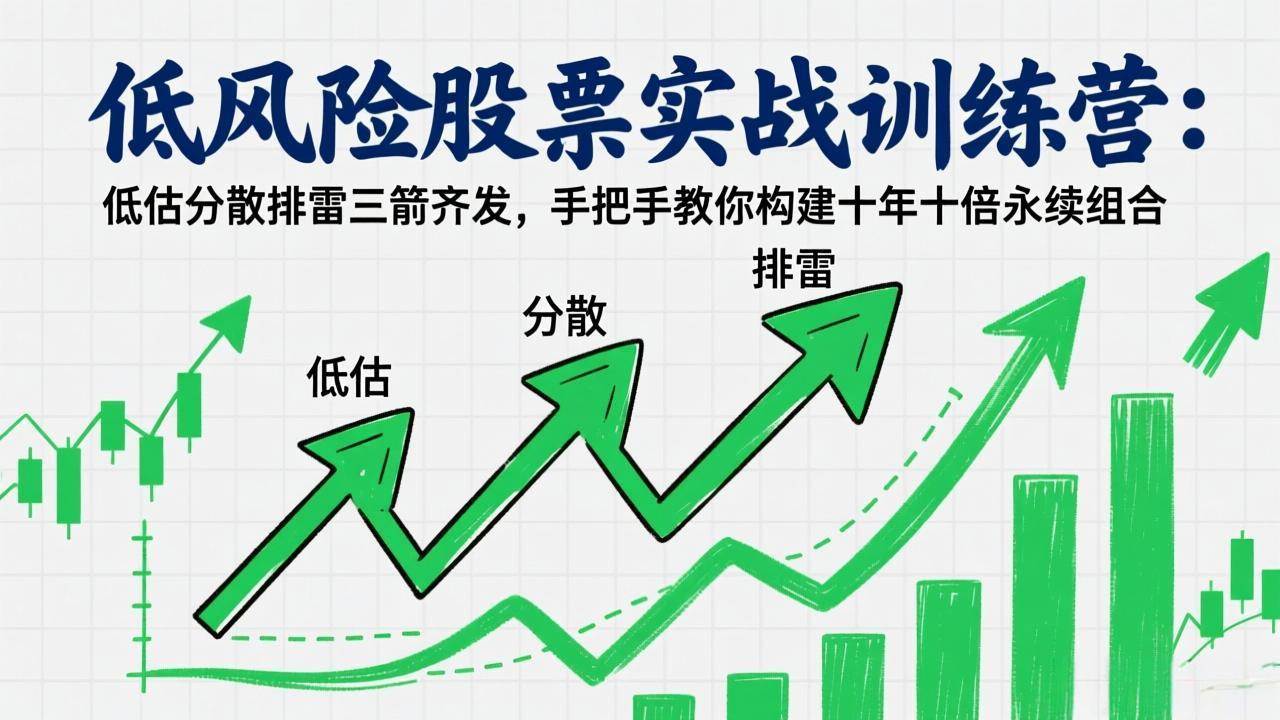 低风险股票实战训练营：低估分散排雷三箭齐发，手把手教你构建十年十倍永续组合|52搬砖-我爱搬砖网