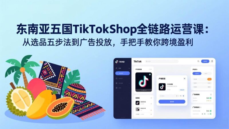 东南亚五国TikTok Shop全链路运营课：从选品五步法到广告投放，手把手教你跨境盈利|52搬砖-我爱搬砖网
