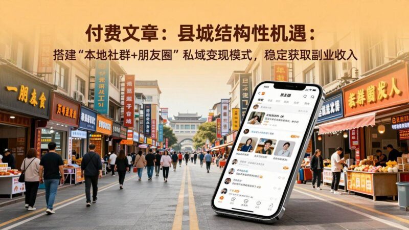 付费文章:县城结构性机遇:搭建“本地社群+朋友圈”私域变现模式,稳定获取副业收入|52搬砖-我爱搬砖网