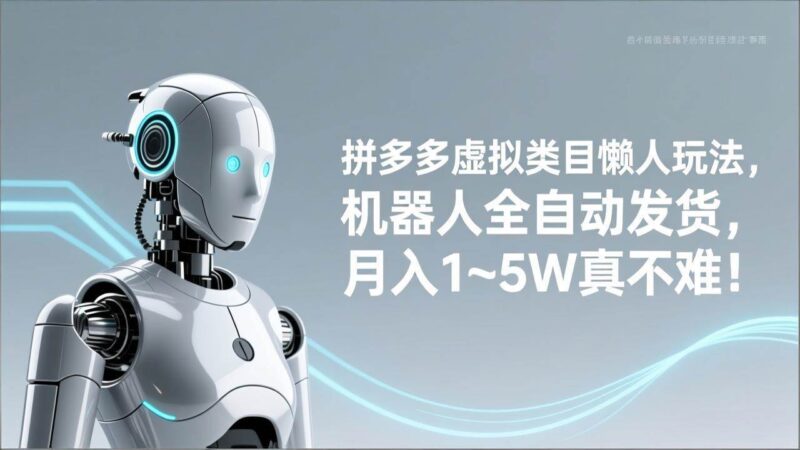 拼多多虚拟类目懒人玩法，机器人全自动发货，月入 1‑5W 真不难！|52搬砖-我爱搬砖网