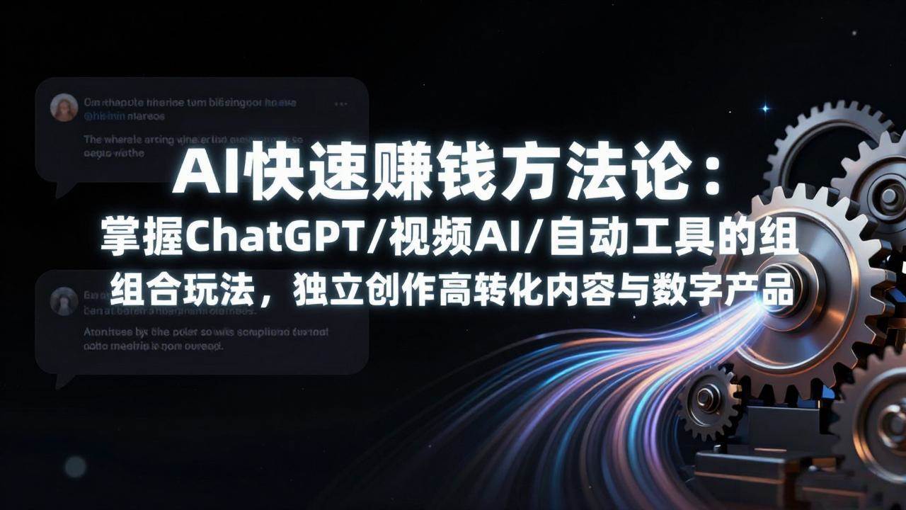 AI快速赚钱方法论：掌握ChatGPT/视频AI/自动化工具的组合玩法，独立创作高转化内容与数字产品|52搬砖-我爱搬砖网