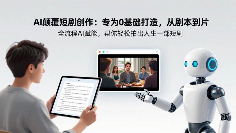 AI颠覆短剧创作：专为0基础打造，从剧本到成片全流程AI赋能，帮你轻松拍出人生第一部短剧|52搬砖-我爱搬砖网