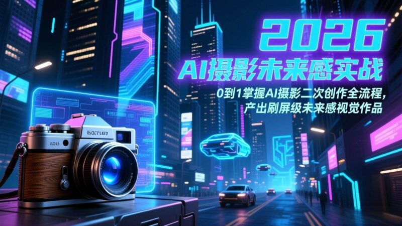 2026 AI摄影未来感实战：0到1掌握AI摄影二次创作全流程，产出刷屏级未来感视觉作品|52搬砖-我爱搬砖网
