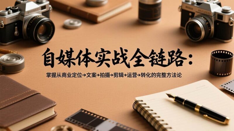 自媒体实战全链路：掌握从商业定位→文案→拍摄→剪辑→运营→转化的完整方法论|52搬砖-我爱搬砖网