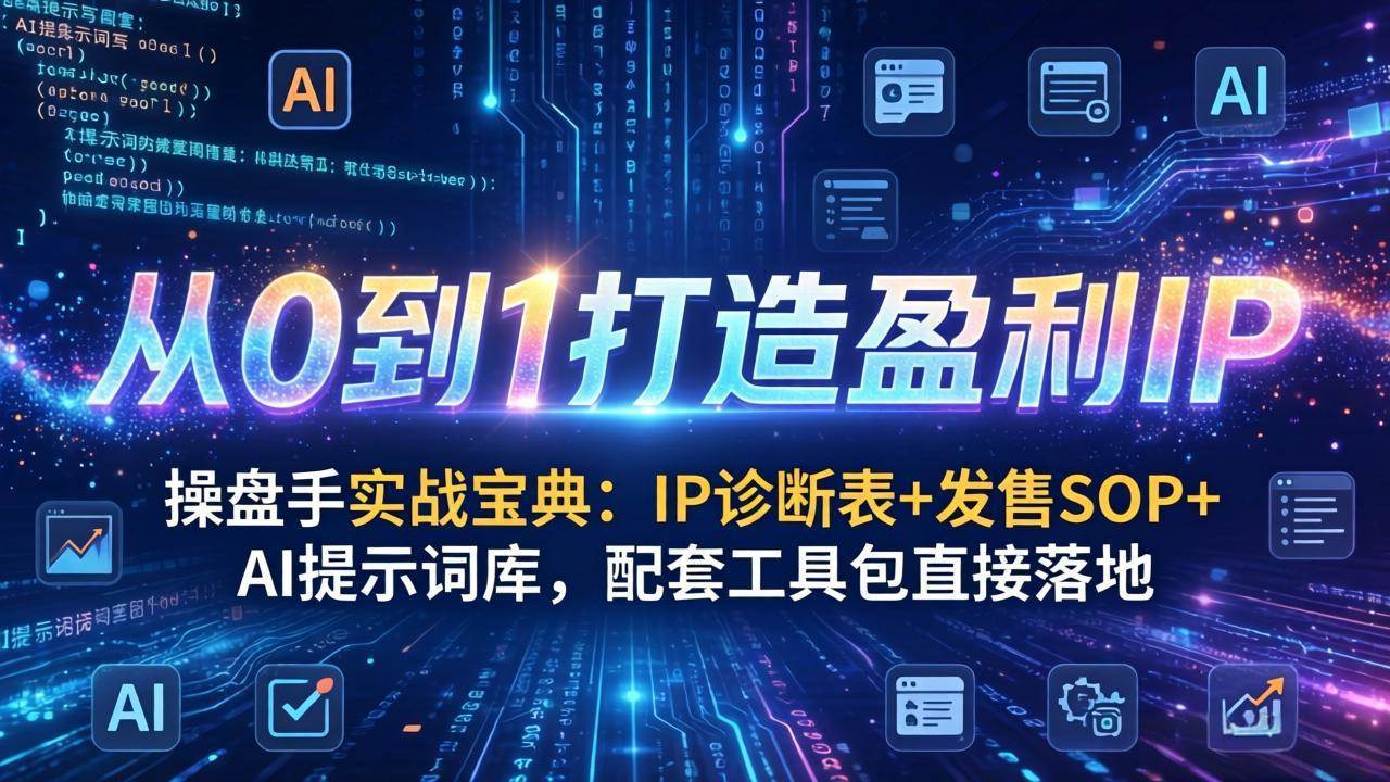 操盘手实战宝典：IP诊断表+发售SOP+AI提示词库，配套工具包直接落地，从0到1打造盈利IP|52搬砖-我爱搬砖网