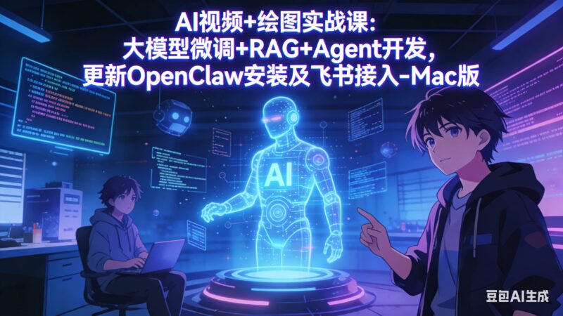 AI视频+绘图实战课：大模型微调+RAG+Agent开发，更新OpenClaw安装及飞书接入-Mac版|52搬砖-我爱搬砖网