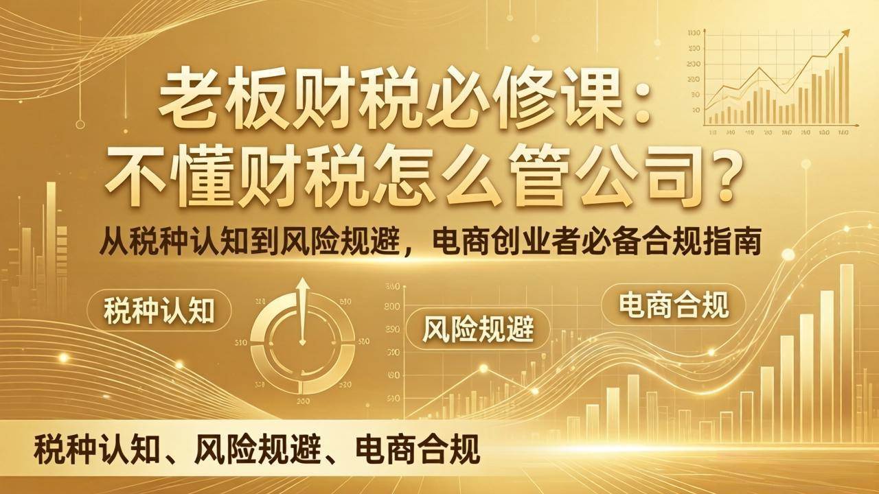 老板财税必修课：不懂财税怎么管公司？从税种认知到风险规避，电商创业者必备合规指南|52搬砖-我爱搬砖网