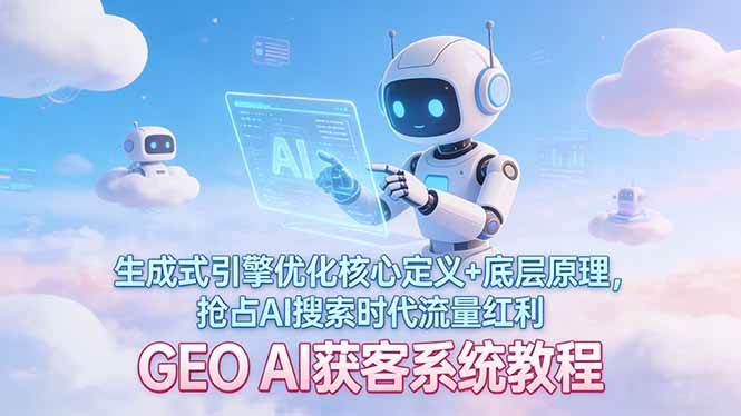 GEO AI获客系统教程：生成式引擎优化核心定义+底层原理，抢占AI搜索时代流量红利|52搬砖-我爱搬砖网