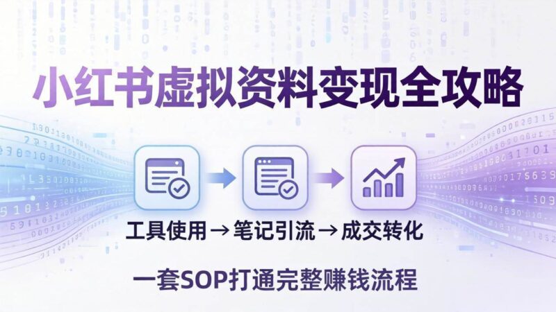 小红书虚拟资料变现全攻略:从工具使用到笔记引流成交,一套 SOP 打通完整赚钱流程|52搬砖-我爱搬砖网