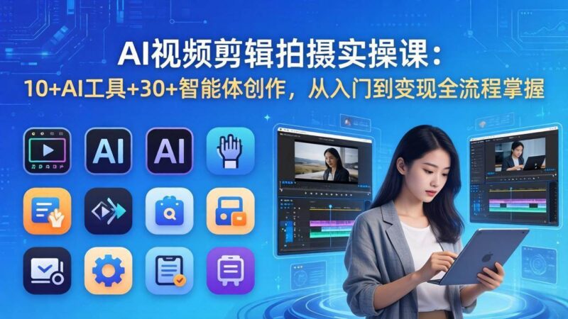 AI 视频剪辑拍摄实操课：10+AI工具+30+智能体创作，从入门到变现全流程掌握|52搬砖-我爱搬砖网