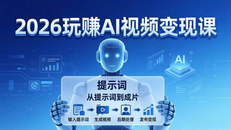 2026玩赚AI视频变现课:掌握 AI 视频全流程技能,从提示词到成片高效产出|52搬砖-我爱搬砖网
