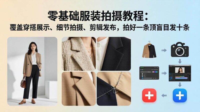 零基础服装拍摄教程:覆盖穿搭展示、细节拍摄、剪辑发布,拍好一条顶盲目发十条|52搬砖-我爱搬砖网