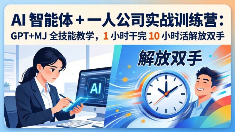 AI 智能体 + 一人公司实战训练营：GPT+MJ 全技能教学，1 小时干完 10 小时活解放双手|52搬砖-我爱搬砖网