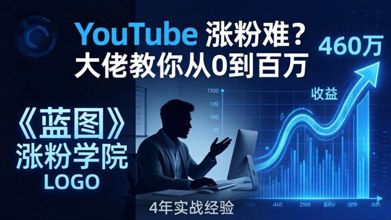 YouTube 涨粉难？《蓝图涨粉学院》：4 年赚 460 万的大佬教策略，从0到百万有路径！|52搬砖-我爱搬砖网