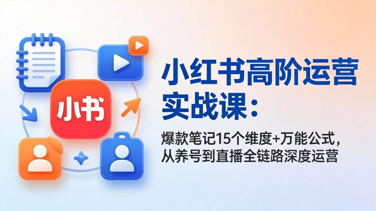 图片[1]|小红书高阶运营实战课：爆款笔记15个维度+万能公式，从养号到直播全链路深度运营|52搬砖-我爱搬砖网