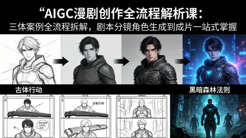 AIGC漫剧创作全流程解析课：三体案例全流程拆解，剧本分镜角色生成到成片一站式掌握|52搬砖-我爱搬砖网