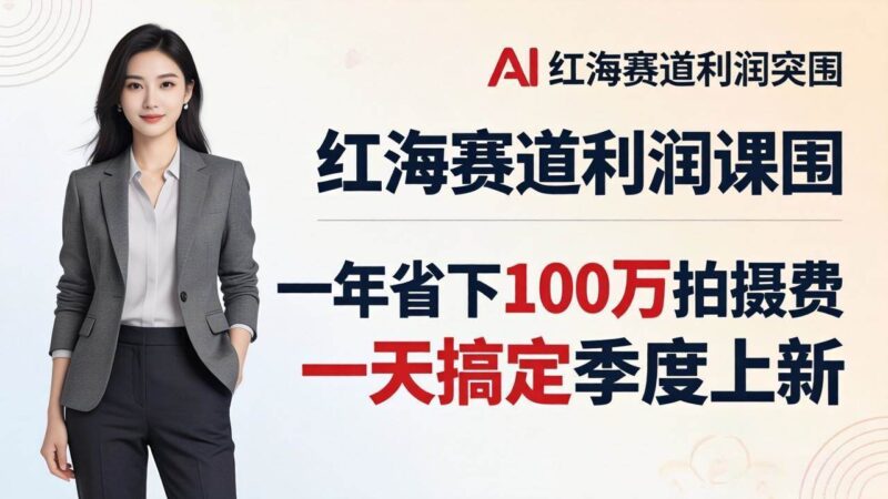 服装老板AI模特图课:一年省下100万拍摄费,一天搞定季度上新,红海赛道利润突围|52搬砖-我爱搬砖网