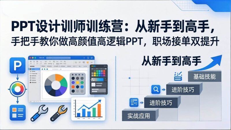 PPT设计训师训练营:从新手到高手,手把手教你做高颜值高逻辑PPT,职场接单双提升|52搬砖-我爱搬砖网