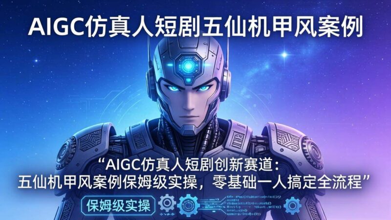 AIGC仿真人短剧创新赛道：五仙机甲风案例保姆级实操，零基础一人搞定全流程|52搬砖-我爱搬砖网
