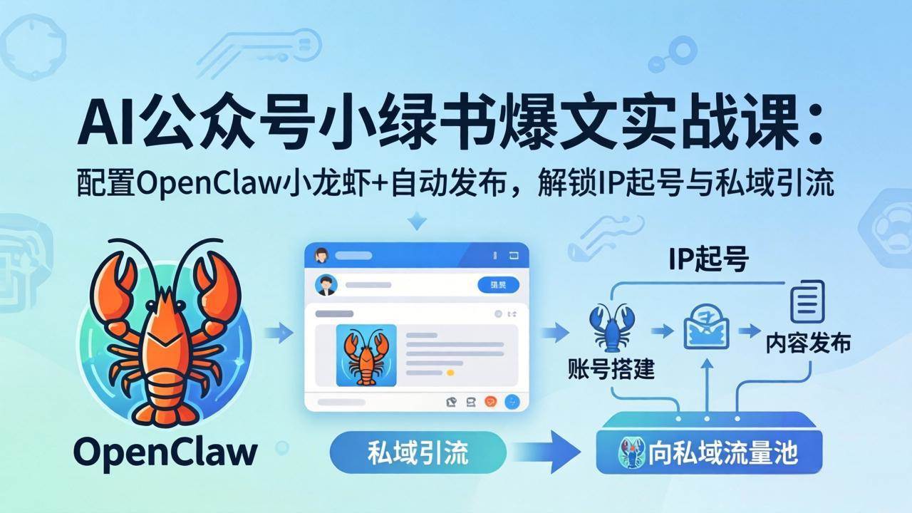 图片[1]|AI公众号小绿书变现实战课：小绿书爆文写作+OpenClaw自动发布，解锁IP起号与私域引流|52搬砖-我爱搬砖网