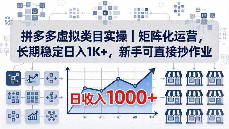 拼多多虚拟类目实操｜矩阵化运营，长期稳定日入 1K+，新手可直接抄作业|52搬砖-我爱搬砖网