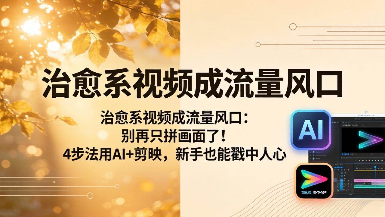 图片[1]|治愈系视频成流量风口：别再只拼画面了！4步法用AI+剪映，新手也能戳中人心|52搬砖-我爱搬砖网