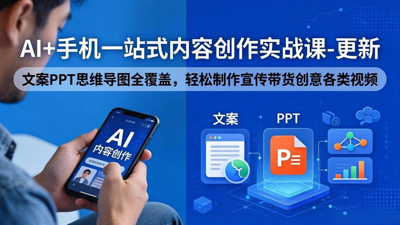 图片[1]|AI+手机一站式内容创作实战课-更新，文案PPT思维导图全覆盖，轻松制作宣传带货创意各类视频|52搬砖-我爱搬砖网