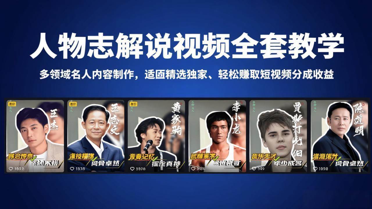图片[1]|人物志解说视频全套教学，多领域名人内容制作，适配精选独家，轻松赚取短视频分成收益|52搬砖-我爱搬砖网