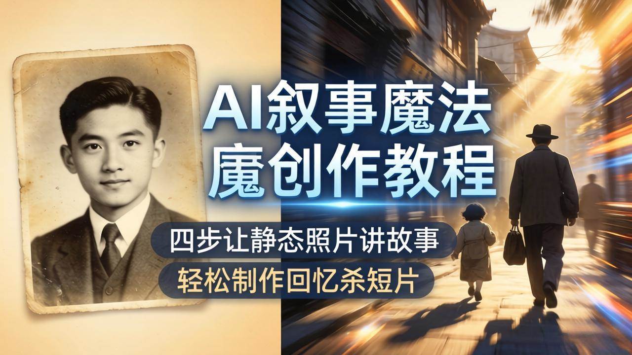 图片[1]|AI叙事魔法创作教程，四步让静态照片讲故事，老照片修复加动态特效，轻松制作回忆杀短片|52搬砖-我爱搬砖网