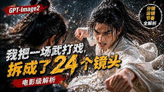 用GPT-Image2，把一段武打对决拆成24个连续镜头，从人物建立、动作衔接、运镜节奏，到情绪爆发|52搬砖-我爱搬砖网