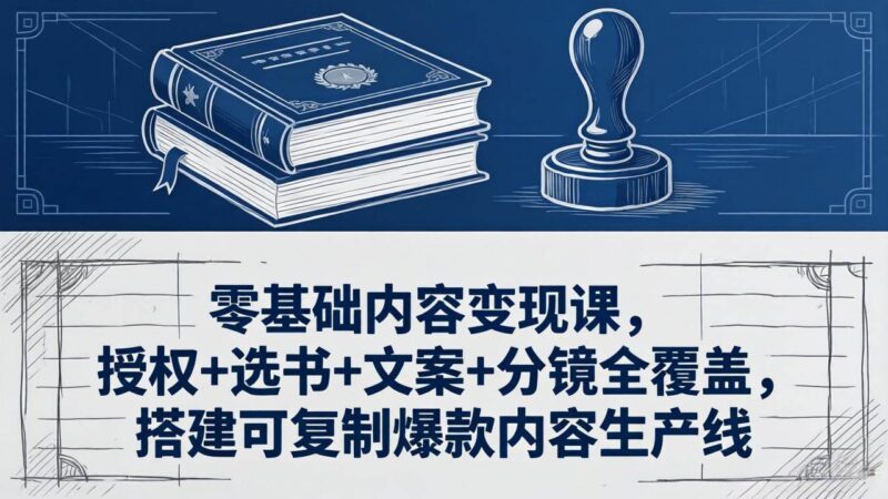 零基础内容变现课，授权+选书+文案+分镜全覆盖，搭建可复制爆款内容生产线|52搬砖-我爱搬砖网