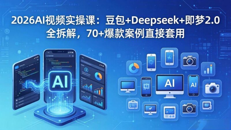 2026AI视频实操课：豆包+Deepseek+即梦2.0全拆解，70+爆款案例直接套用|52搬砖-我爱搬砖网