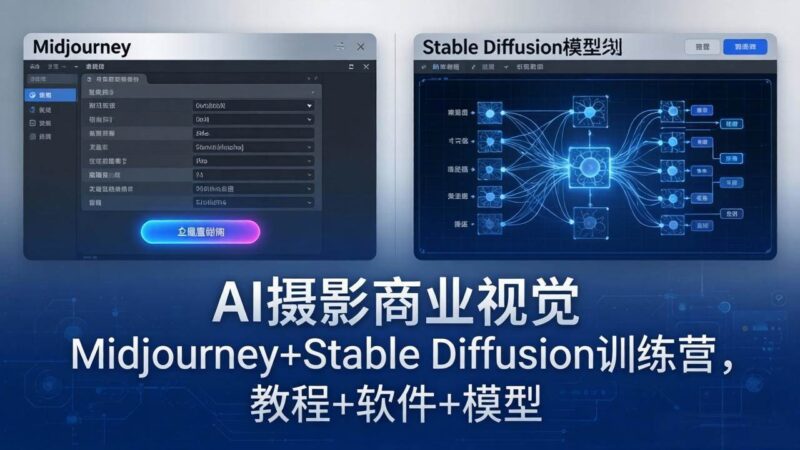 AI摄影商业视觉Midjourney+Stable Diffusion训练营，教程+软件+模型|52搬砖-我爱搬砖网