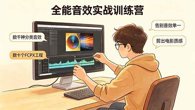 全能音效实战训练营：数千种分类音效+数十个FCPX工程，告别音效单一，剪出电影质感|52搬砖-我爱搬砖网