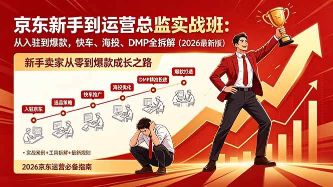 京东新手到运营总监实战班：从入驻到爆款，快车、海投、DMP全拆解，2026最新版|52搬砖-我爱搬砖网
