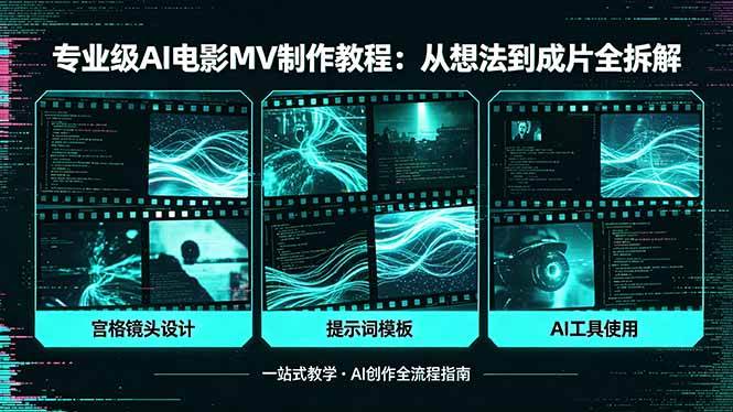 专业级AI电影MV制作教程，从想法到成片全拆解，宫格镜头+提示词模板+AI工具一站式教学|52搬砖-我爱搬砖网