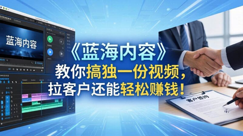 做视频卷不动了？《蓝海内容》教你搞独一份视频，拉客户还能轻松赚钱！|52搬砖-我爱搬砖网