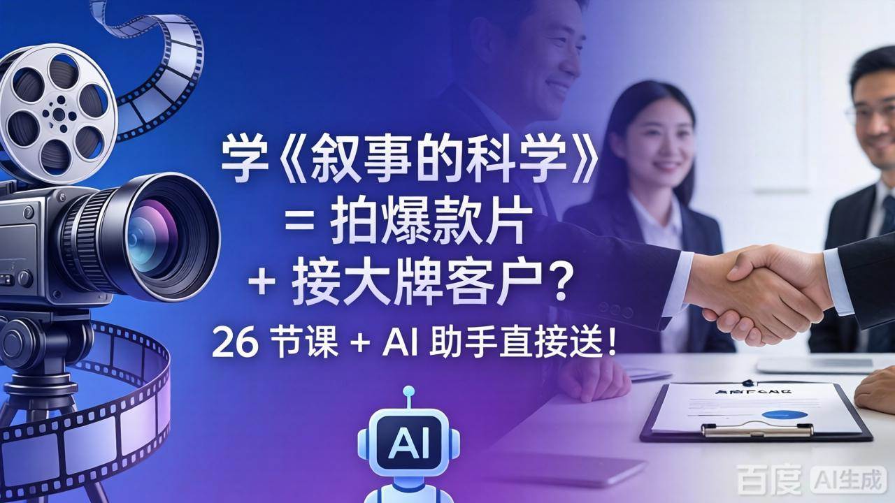 图片[1]|学《叙事的科学》= 拍爆款片 + 接大牌客户？26 节课 + AI 助手直接送！|52搬砖-我爱搬砖网