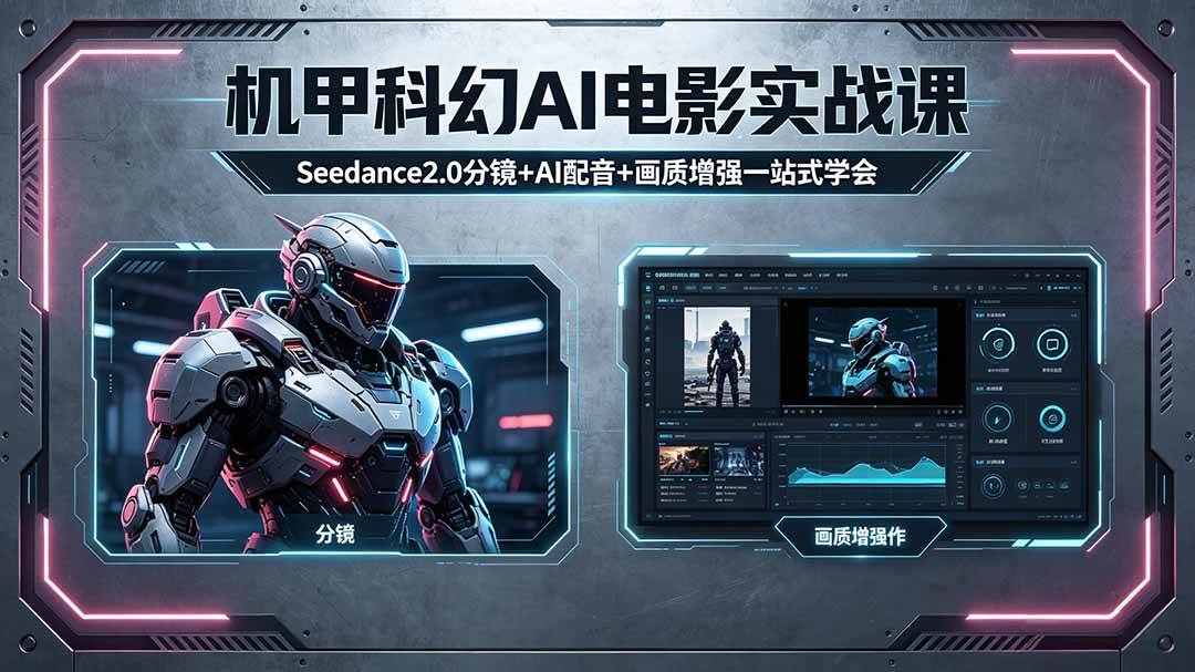 图片[1]|机甲科幻 AI 电影实战课，Seedance2.0 分镜 + AI 配音 + 画质增强一站式学会|52搬砖-我爱搬砖网