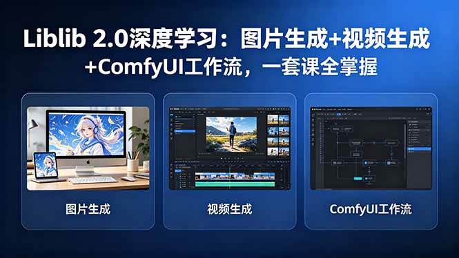 Liblib 2.0深度学习：图片生成+视频生成+ComfyUI工作流，一套课全掌握|52搬砖-我爱搬砖网